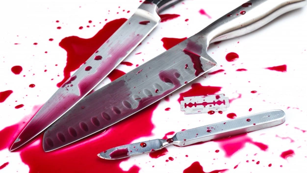 knife with blood 144627 5993 STUDENT STAB FATHER TO DEATH FOR REQUESTING REPORT FORM