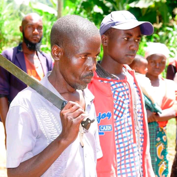 residents of Kathurumu village, Igembe south in Meru county searching for the fugitive serial killer Ntarangwi