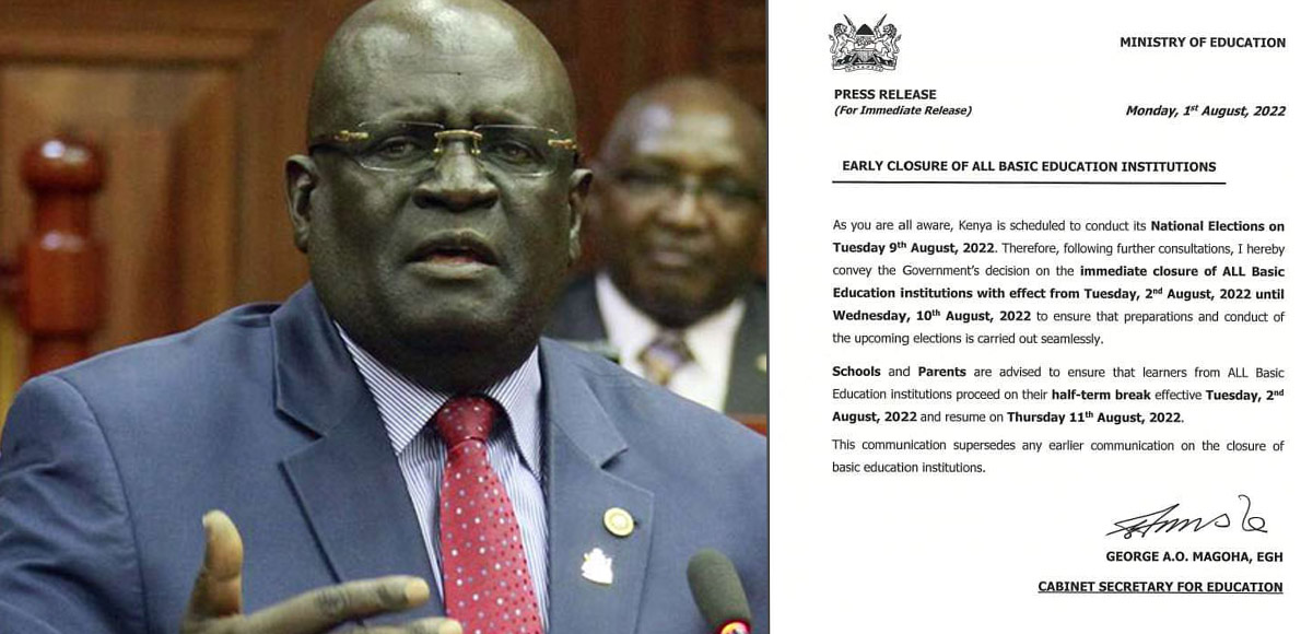 Education CS George Magoha gives learners an early mid term break