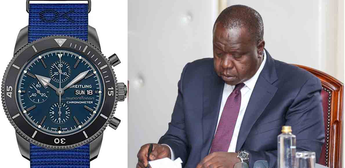 Former Interior CS Matiang'i has treated Kenyans to a rare spectacle after flaunting Ksh. 0.5M Breitling Superocean Heritage II watch.