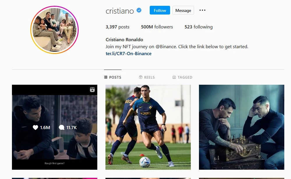 Cristiano Ronaldo Instagram Followers hit 500m 