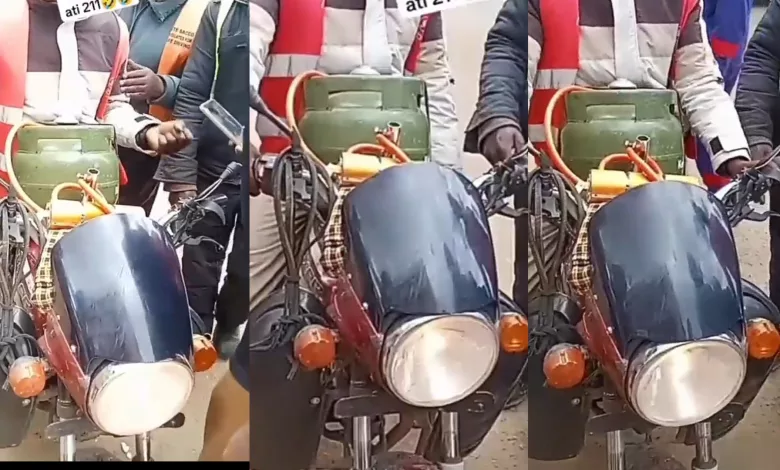 "Hustler Tawala," Shock as Man uses LPG cylinder to fuel his motorbike